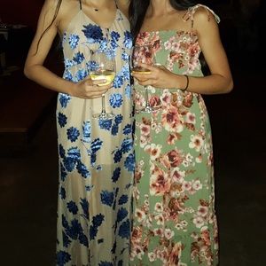 Francesca’s olive floral maxi dress, XS